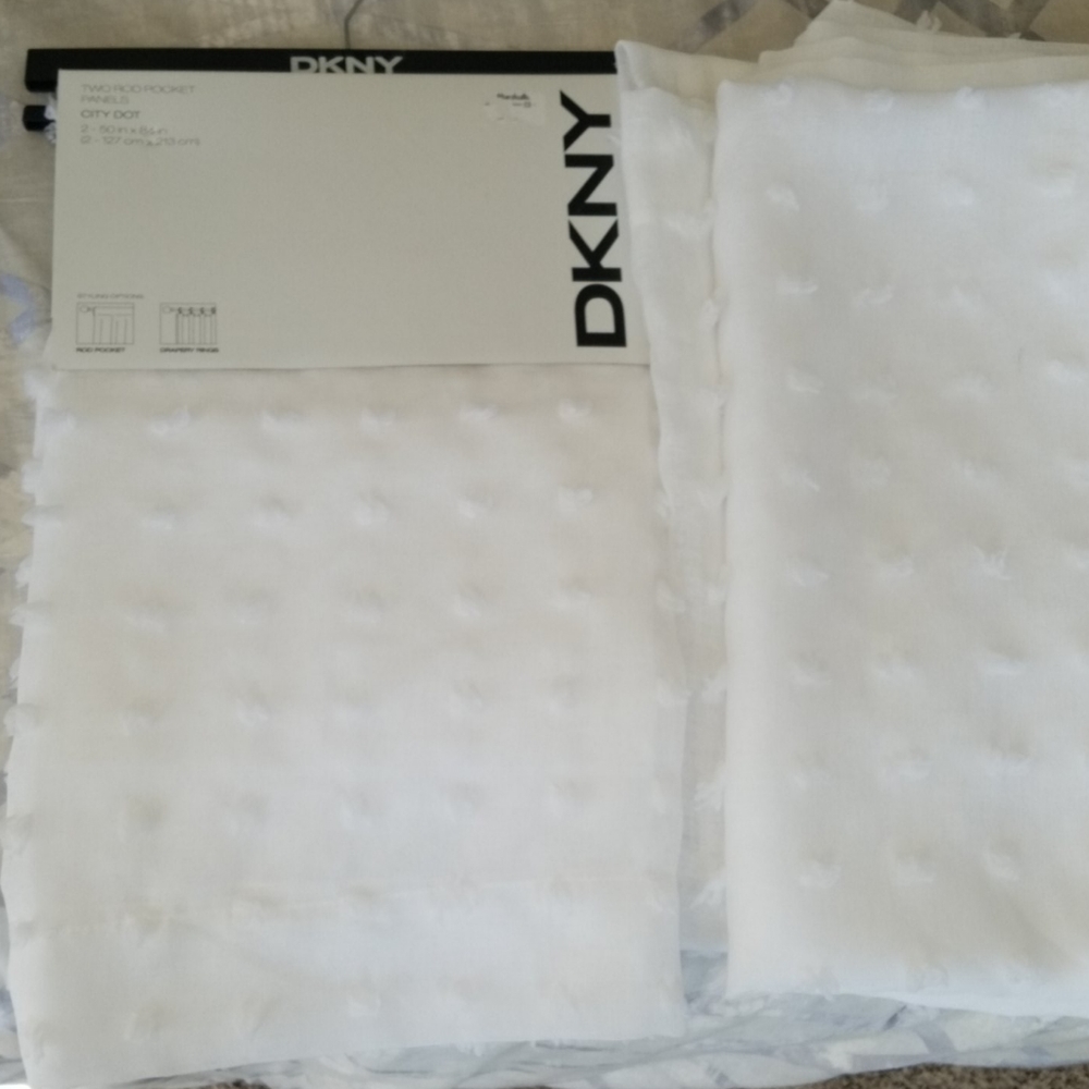 Dkny city dot white sheer curtains